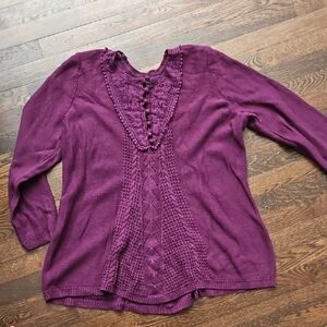Roaman's Deep Purple Knit Blouse